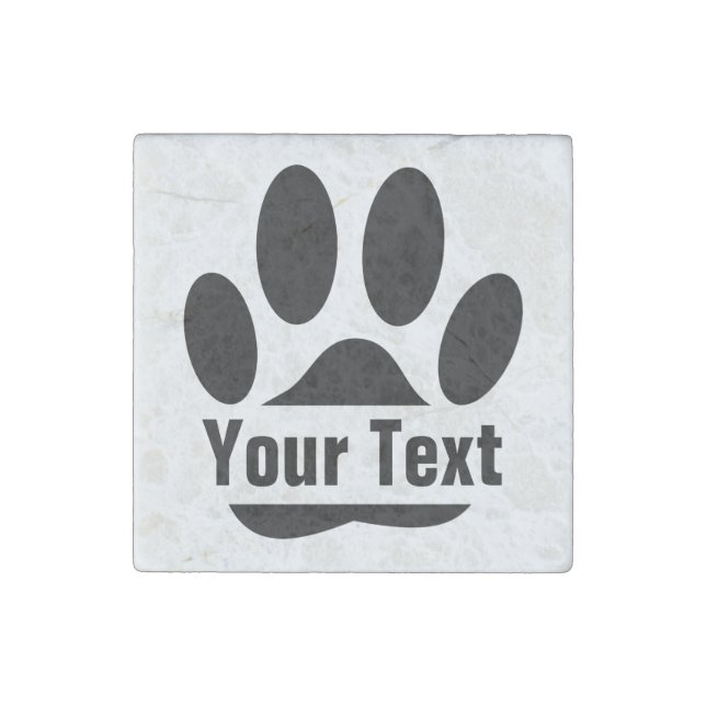 Spllit Frame Dog Pawprint With Custom Text Stone Magnet (Front)