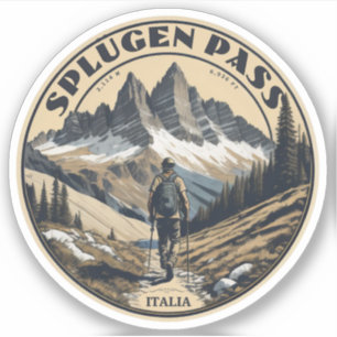 Splügen Pass Alpine mountain pass Lepontine Alps Sticker