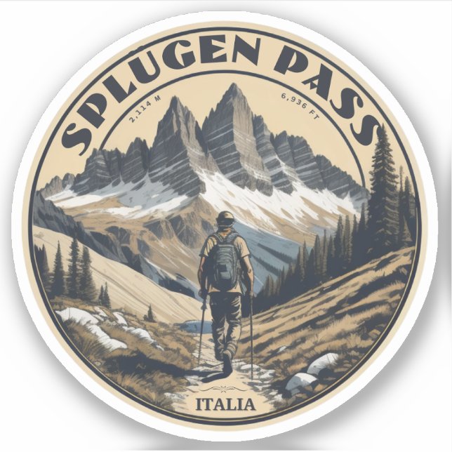 Splügen Pass Alpine mountain pass Lepontine Alps Sticker (Front)