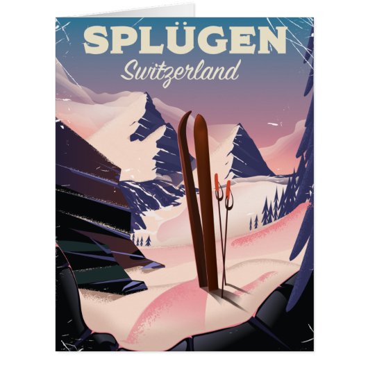 splügen Switzerland ski poster Cards (Front)