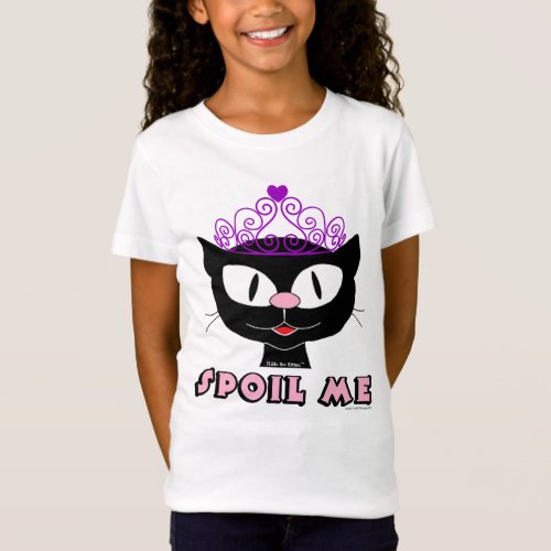 SPOIL ME Cartoon Cat with Pink Tiara Girls T_Shirt