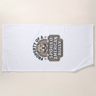 Spoiled American Bully Vintage Engraving Design_1 Beach Towel
