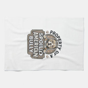 Spoiled American Bully Vintage Engraving Design_1 Kitchen Towel