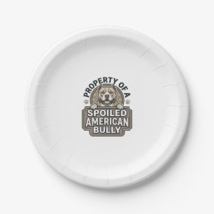 Spoiled American Bully Vintage Engraving Design_1 Paper Plates