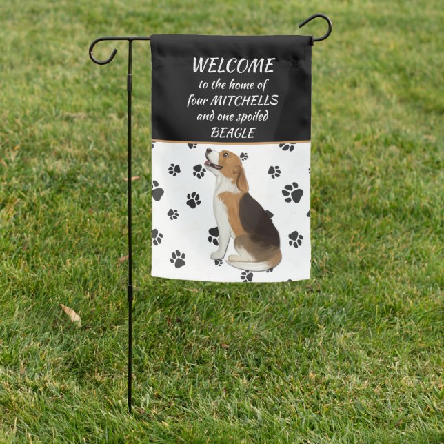 Spoiled Beagle Dog Welcome Garden Flag (In SItu)