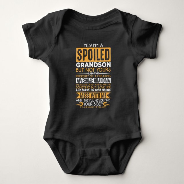 Spoiled Grandson Awesome Grandma Grandchild Baby Bodysuit (Front)