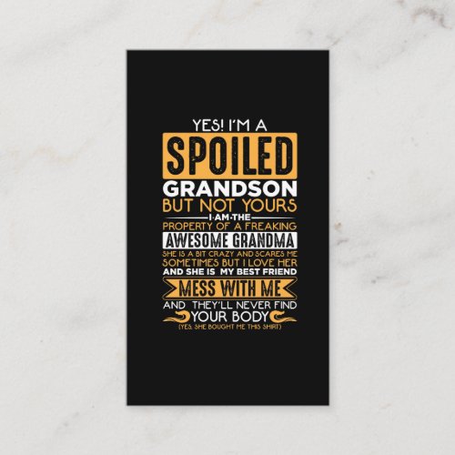 Spoiled Grandson Awesome Grandma Grandchild Business Card