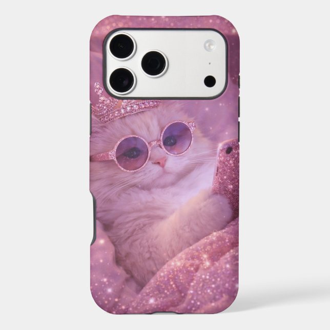 Spoiled Princess Cat Texting in Bed                Case-Mate iPhone Case (Back)
