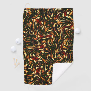 Spoiled reddish brown and yellow curves golf towel