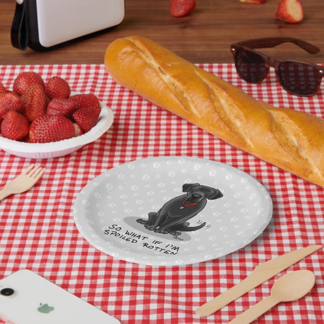 Spoiled Rotten Black Lab Labrador Retriever Dog Paper Plates (Picnic)