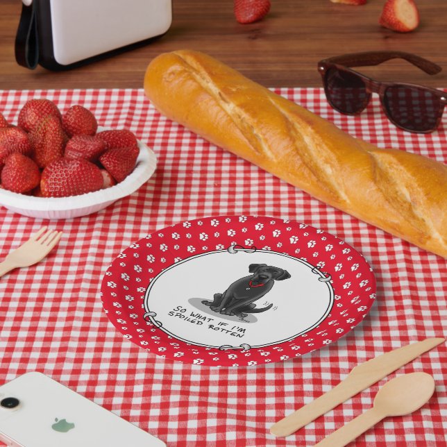 Spoiled Rotten Black Lab Labrador Retriever Dog Paper Plates (Picnic)