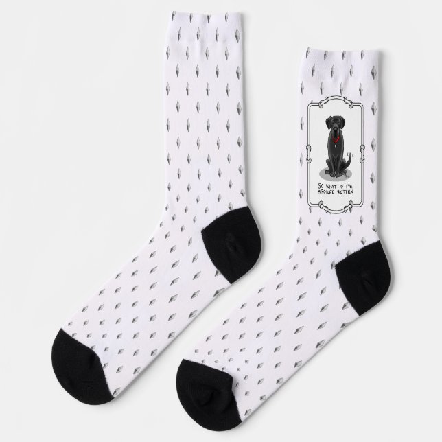 Spoiled Rotten Black Lab Labrador Retriever Dog Socks (Left)