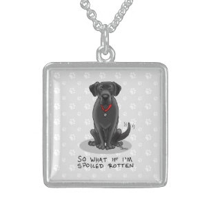 Spoiled Rotten Black Lab Labrador Retriever Dog Sterling Silver Necklace