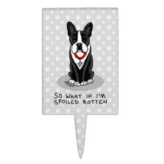 Spoiled Rotten Boston Terrier (black) Cute dog Cake Topper