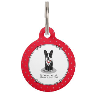 Spoiled Rotten Boston Terrier Dog (black) Cute Pet ID Tag