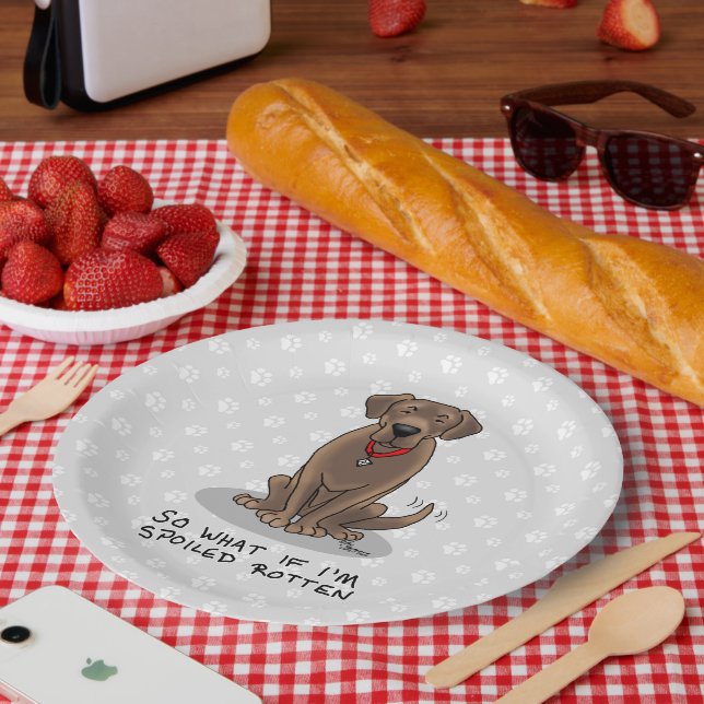 Spoiled Rotten Chocolate Lab Labrador Retriever Paper Plates (Picnic)