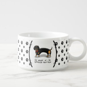 Spoiled Rotten Dachshund Dog (S black & tan) Cute Bowl