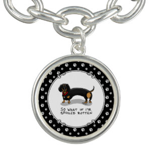 Spoiled Rotten Dachshund (S black & tan) Cute dog Bracelet