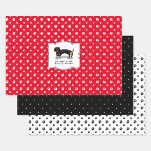 Spoiled Rotten Dachshund (S black & tan) Cute dog Wrapping Paper Sheets