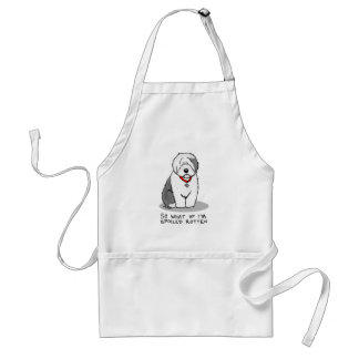 Spoiled Rotten Old English Sheepdog (Gray 1) Funny Adult Apron
