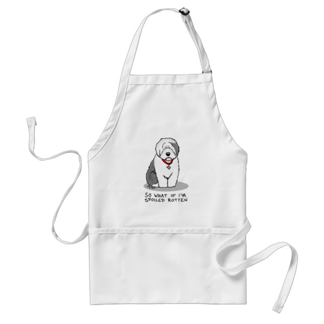 Spoiled Rotten Old English Sheepdog (Gray 1) Funny Adult Apron (Front)