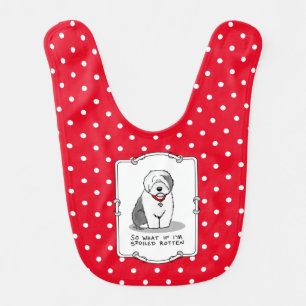 Spoiled Rotten Old English Sheepdog (Gray 1) Funny Baby Bib