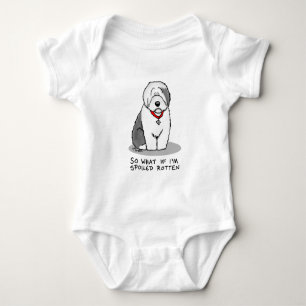 Spoiled Rotten Old English Sheepdog (Gray 1) Funny Baby Bodysuit