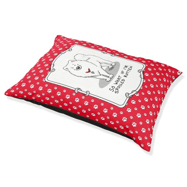 Spoiled Rotten Samoyed Dog Cute Attitude Funny Pet Bed (Angled)