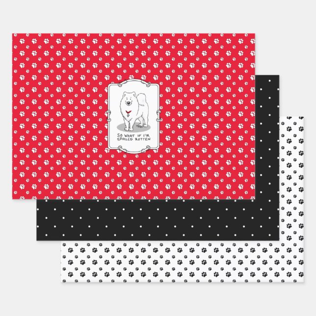 Spoiled Rotten Samoyed Dog Cute Attitude Funny Wrapping Paper Sheets (Set)