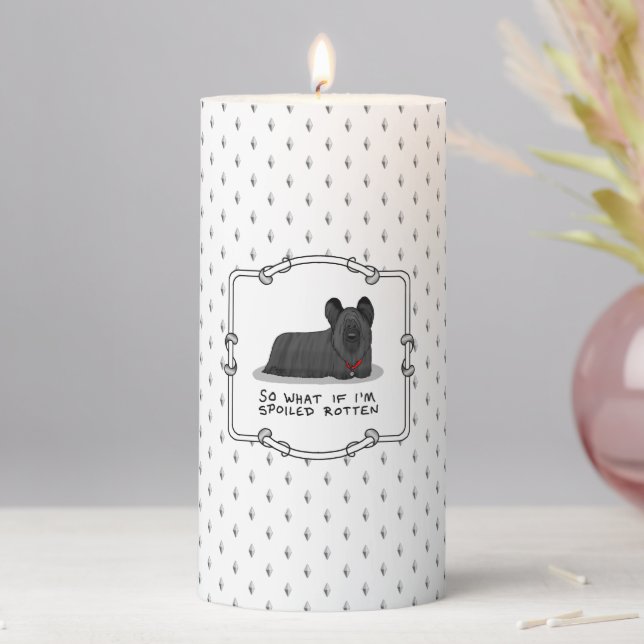 Spoiled Rotten Skye Terrier Dog (black) Cute Funny Pillar Candle (In Situ)