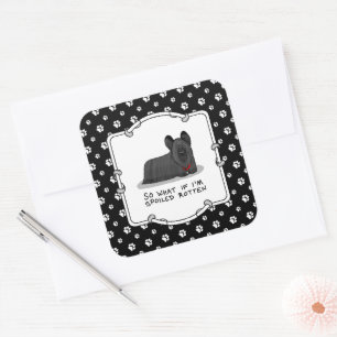 Spoiled Rotten Skye Terrier Dog (black) Cute Funny Square Sticker