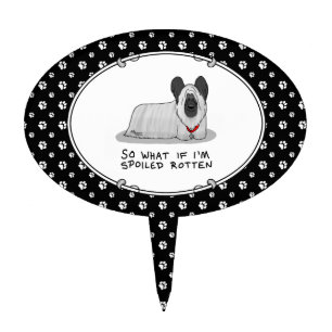 Spoiled Rotten Skye Terrier Dog (silver) Cute Fun Cake Topper