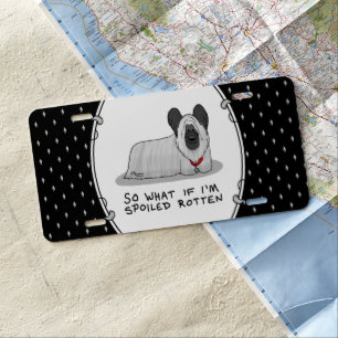 Spoiled Rotten Skye Terrier Dog (silver) Cute Fun License Plate
