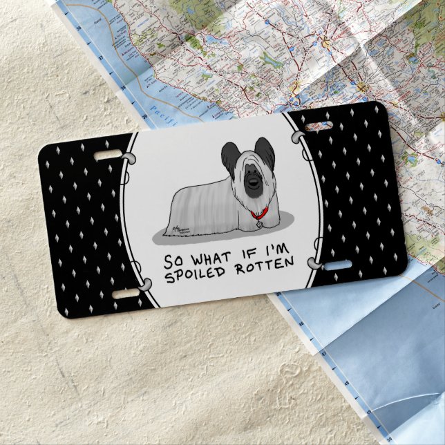 Spoiled Rotten Skye Terrier Dog (silver) Cute Fun License Plate (In Situ)