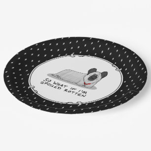 Spoiled Rotten Skye Terrier Dog (silver) Cute Fun Paper Plates
