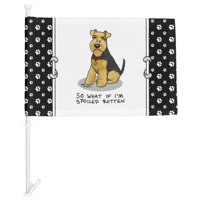 Spoiled Rotten Welsh Terrier Dog - Cute Car Flag (Front)