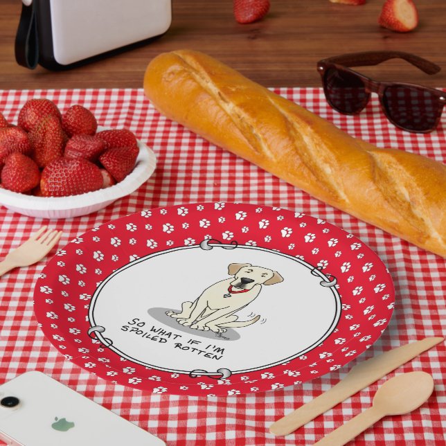 Spoiled Rotten Yellow Lab Labrador Retriever Funny Paper Plates (Picnic)