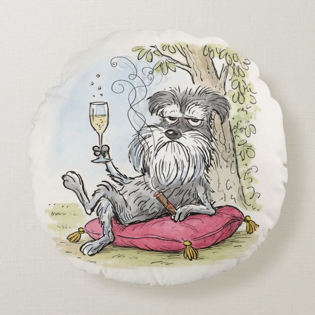 Spoiled Special Grey Schnauzer Throw Pillow (Front)