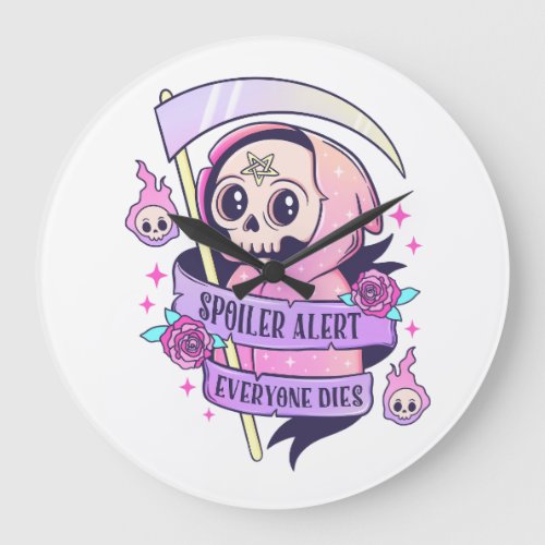 Spoiler Alert Everyone Dies Cute Pink Halloween Sk Large Clock