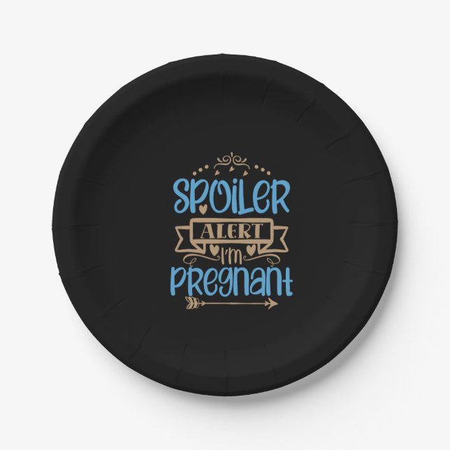 spoiler alert i'm pregnant paper plates (Front)