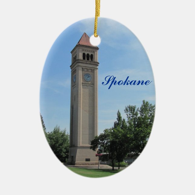 Spokane Clock Tower Riverfront Park Ceramic Ornament (Front)