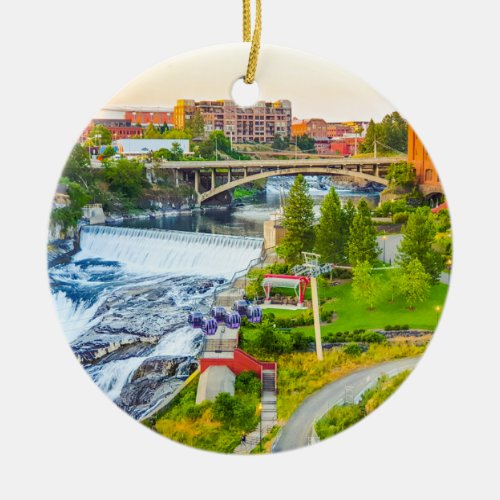 Spokane Falls Washington Christmas Tree Ornament