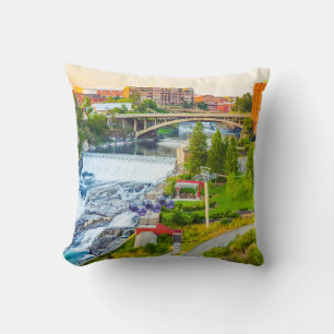 Spokane Falls Washington Throw Pillow