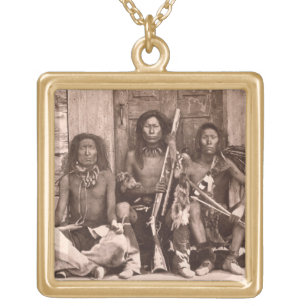 Spokane Indians, 1861 (b/w photo) Gold Plated Necklace