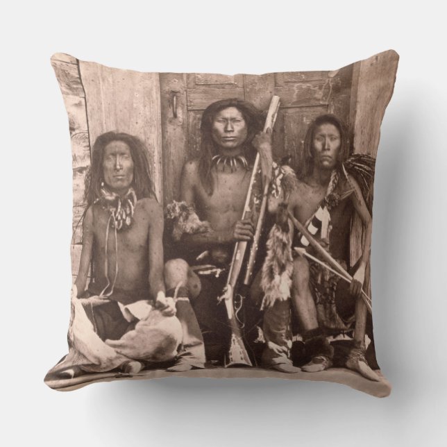 Spokane Indians, 1861 (b/w photo) Throw Pillow (Front)