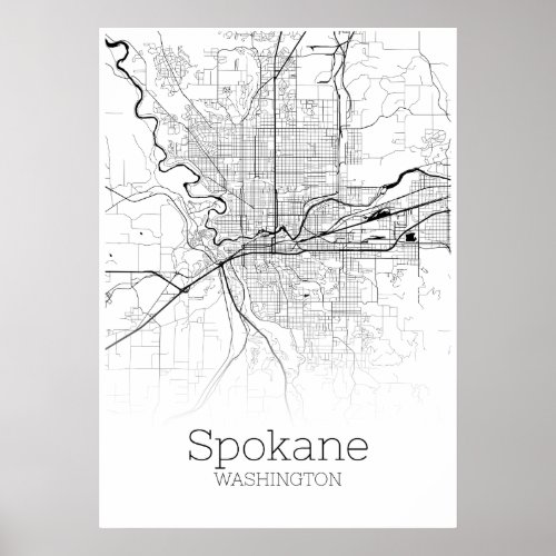 Spokane Map _ Washington _ City Map Poster