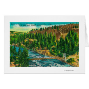 Spokane River and Suspension Foot Bridge Cards