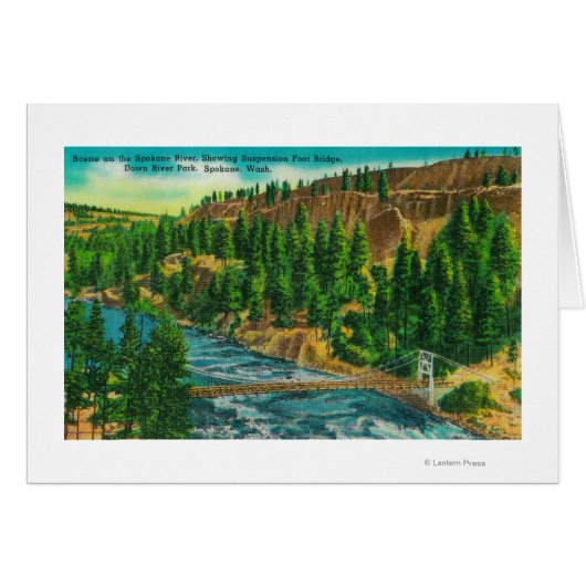 Spokane River and Suspension Foot Bridge Cards (Front Horizontal)