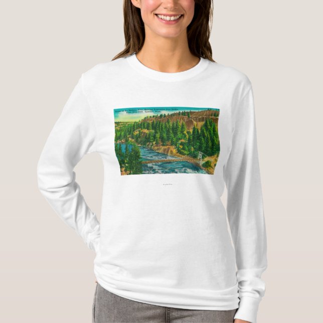 Spokane River and Suspension Foot Bridge T-Shirt (Front)