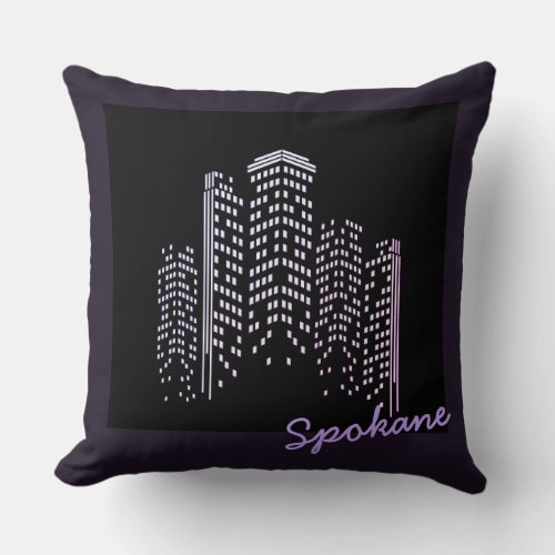 Spokane Skyline Polyester Pillow